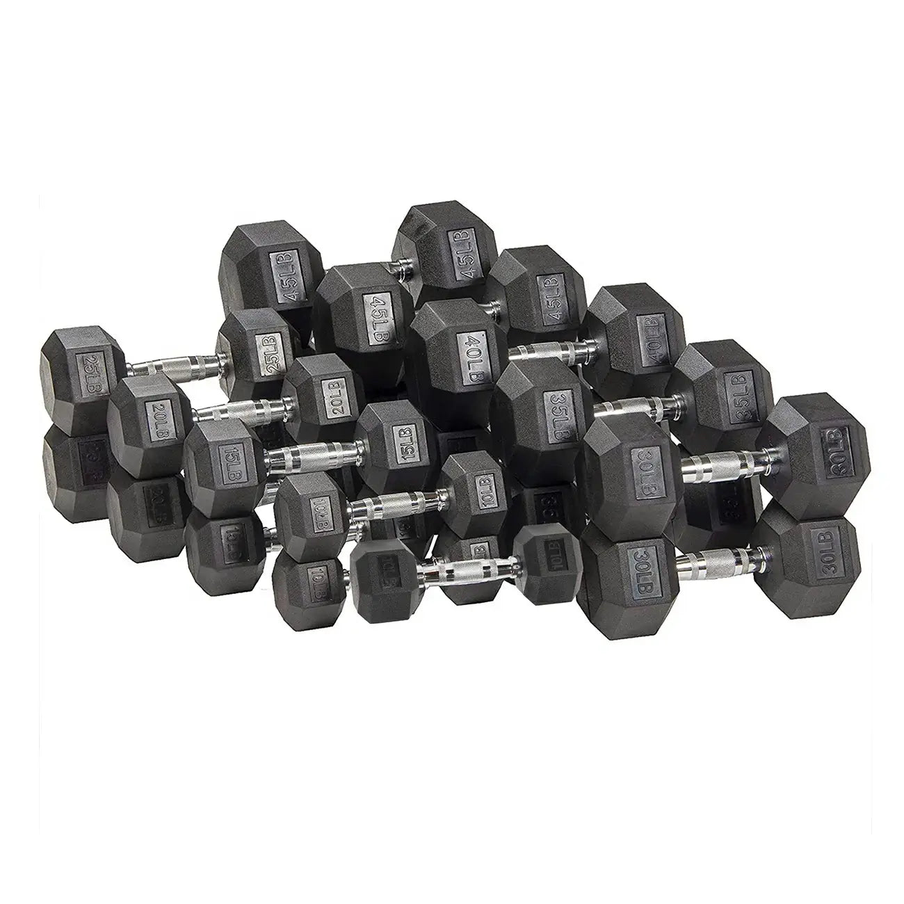 Six-Sided Rubber Coated Hex Dumbbell Sets