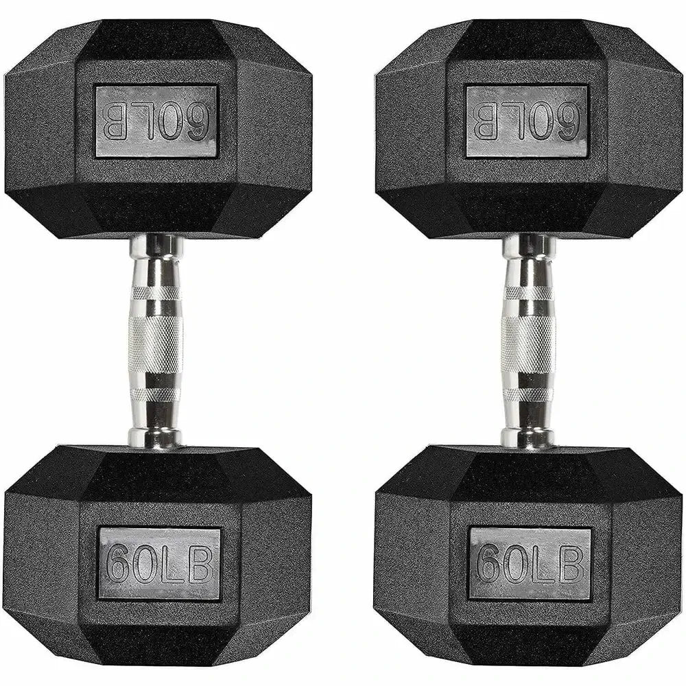 Six-Sided Rubber Coated Hex Dumbbell Sets
