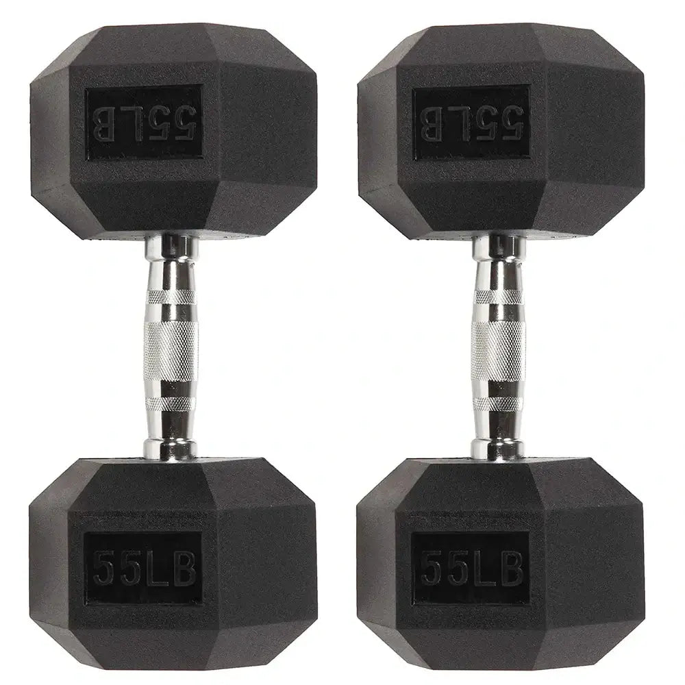 Six-Sided Rubber Coated Hex Dumbbell Sets