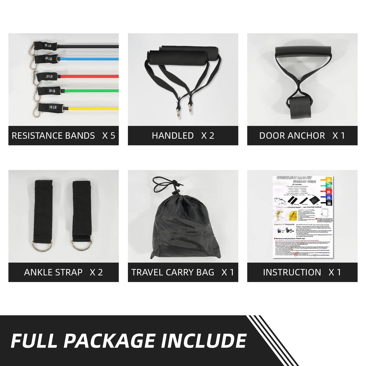 Resistance Bands Set Exercise Bands with Handles Heavy Resistance Training Physical Therapy Home Workouts