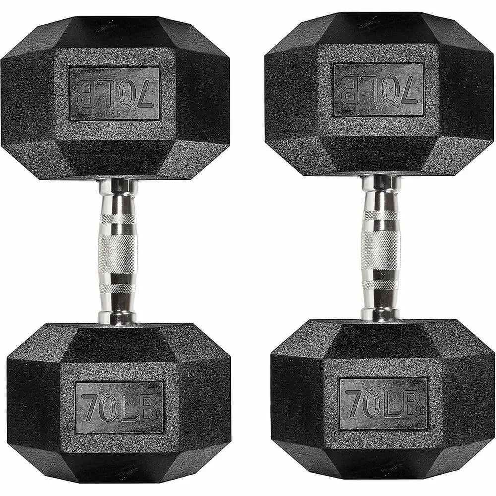 Six-Sided Rubber Coated Hex Dumbbell Sets
