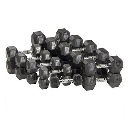 Six-Sided Rubber Coated Hex Dumbbell Sets