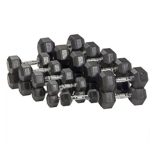 Six-Sided Rubber Coated Hex Dumbbell Sets
