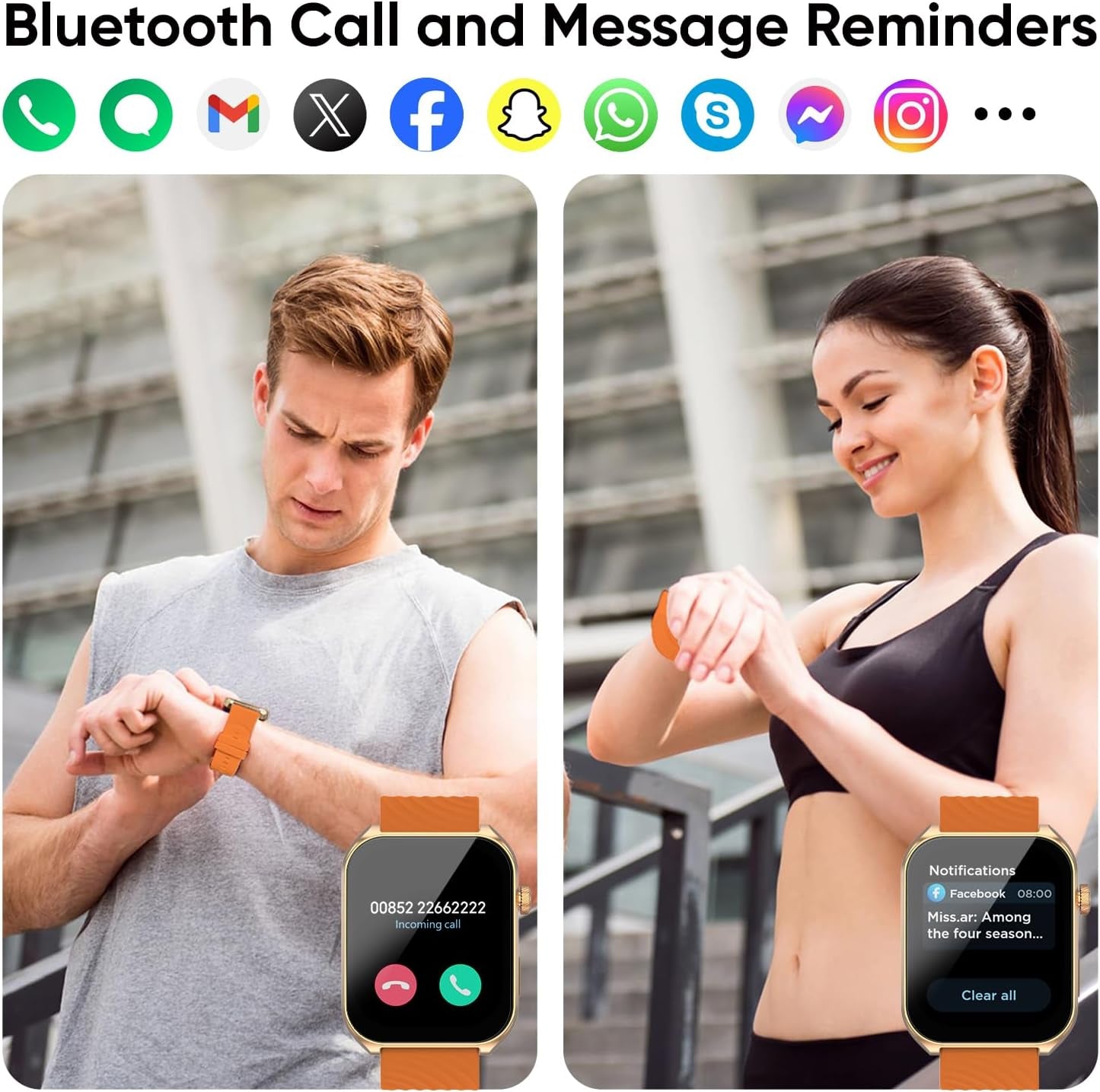 Smart Watches for Men (Answer/Make Calls),2.04" AMOLED Curved Display,140+ Sport Modes,Mens Fitness Watch for Android & Iphone,Mens Smart Watch with Heart Rate/Sleep/Spo2 Monitor,Orange