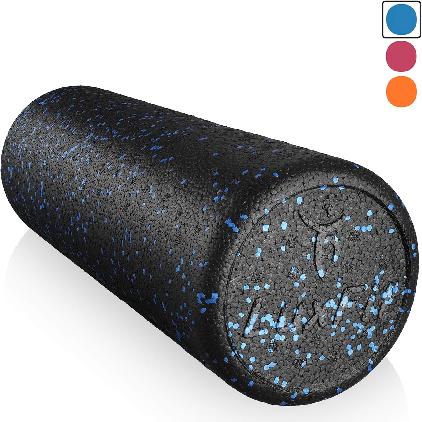 Extra Firm Speckled Foam Roller with Online Instructional Video (Blue, 18-Inch)