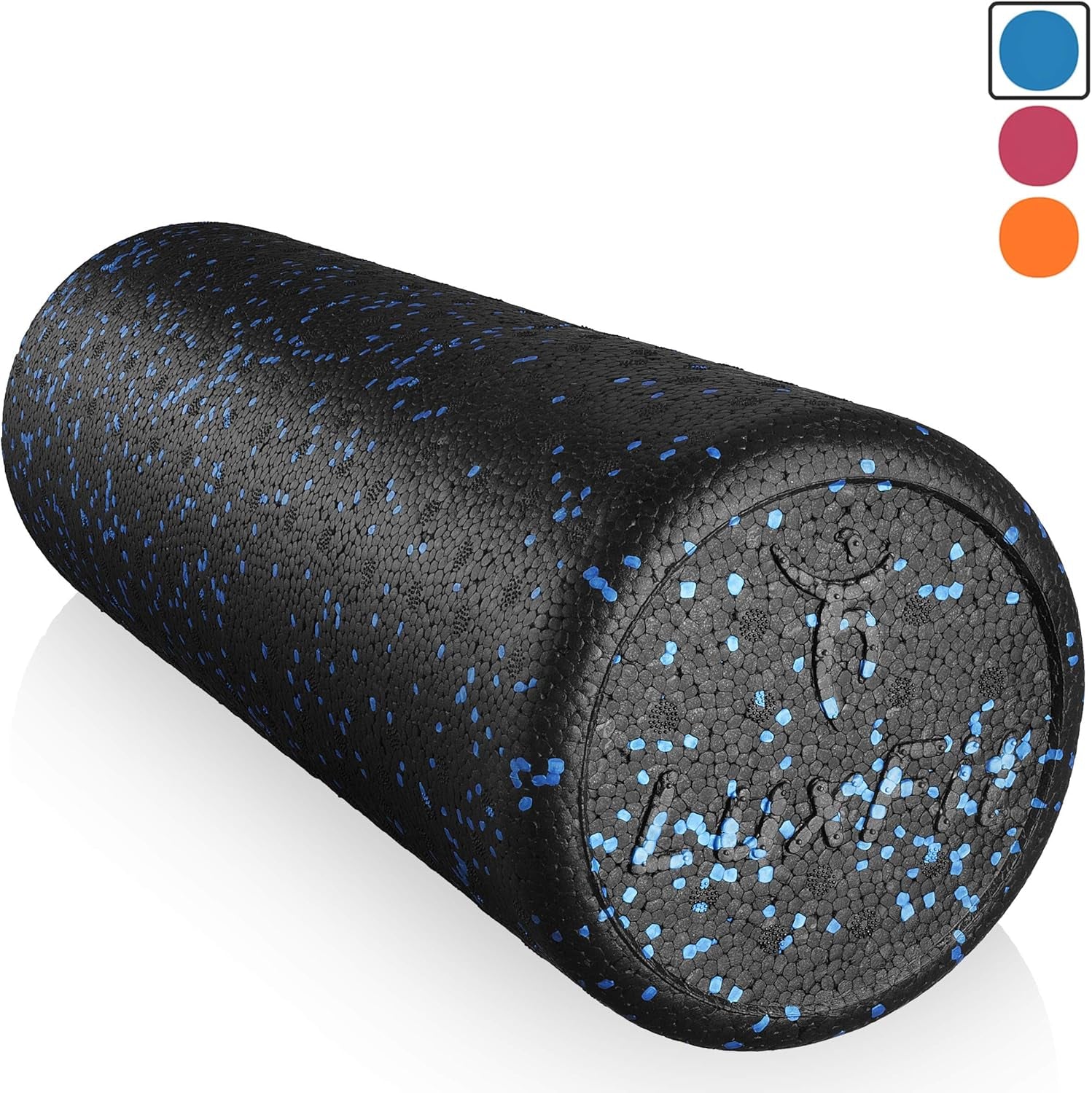 Extra Firm Speckled Foam Roller with Online Instructional Video (Blue, 18-Inch)