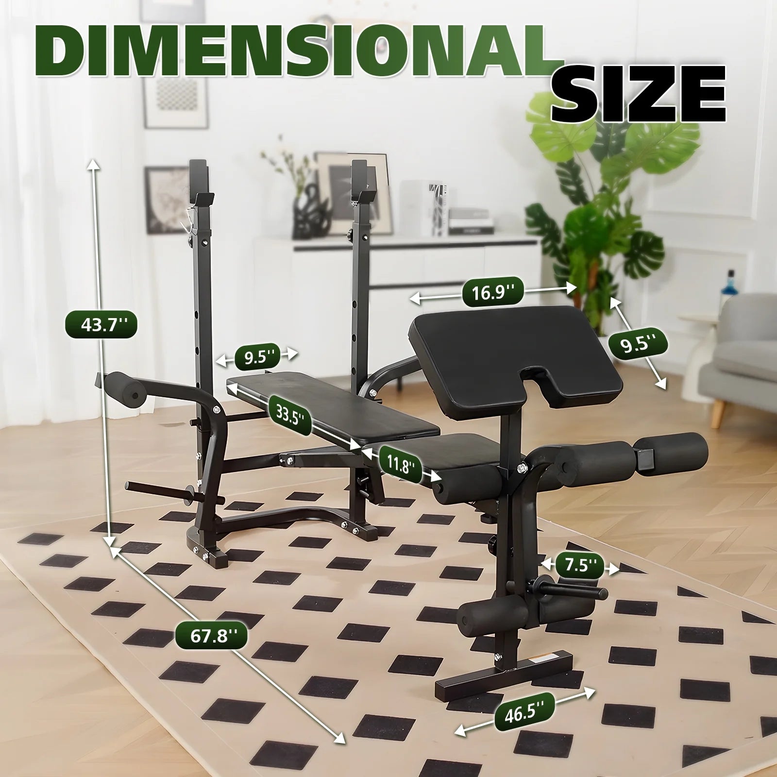 Adjustable Weight Bench Set, 800LBS 6 in 1 Full Body Workout Weight Bench with Leg Extension , Multi-Function Strength Training Bench Press Set for Home Gym