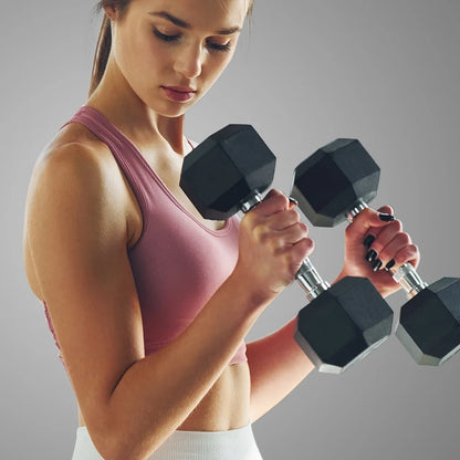 , 40Lb Rubber Hex Dumbbells, Pair