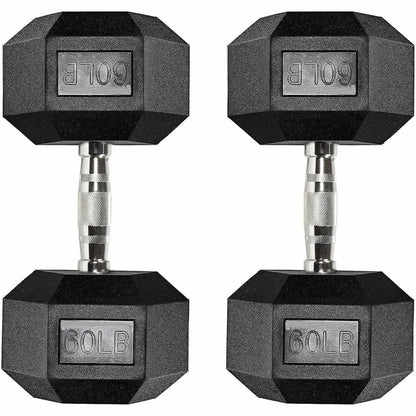 Six-Sided Rubber Coated Hex Dumbbell Sets