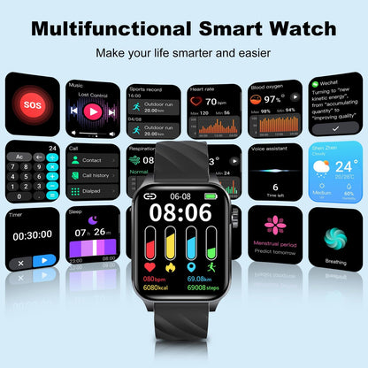 Fitness Tracker (Answer/Make Calls), 1.85" Smart Watch with 24/7 Heart Rate, Blood Oxygen Monitor, Sleep Tracker, 100+ Sport Mode, IP68 Waterproof Activity Tracker, Compatible with Ios & Android,Black