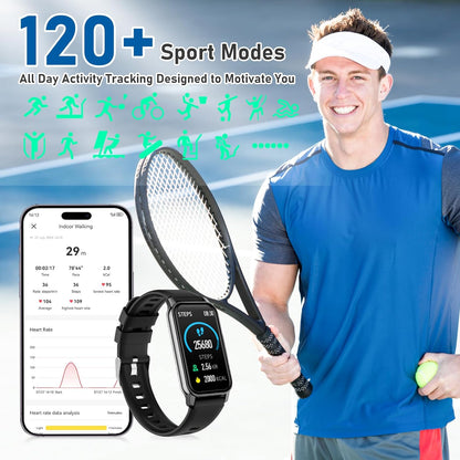 Health Fitness Tracker, Smart Watch with 24/7 Heart Rate Blood Pressure Sleep Monitor,126 Sports Modes,Ip68 Waterproof Step Calorie Counter Pedometer Activity Trackers for Android&Iphone Women Bla