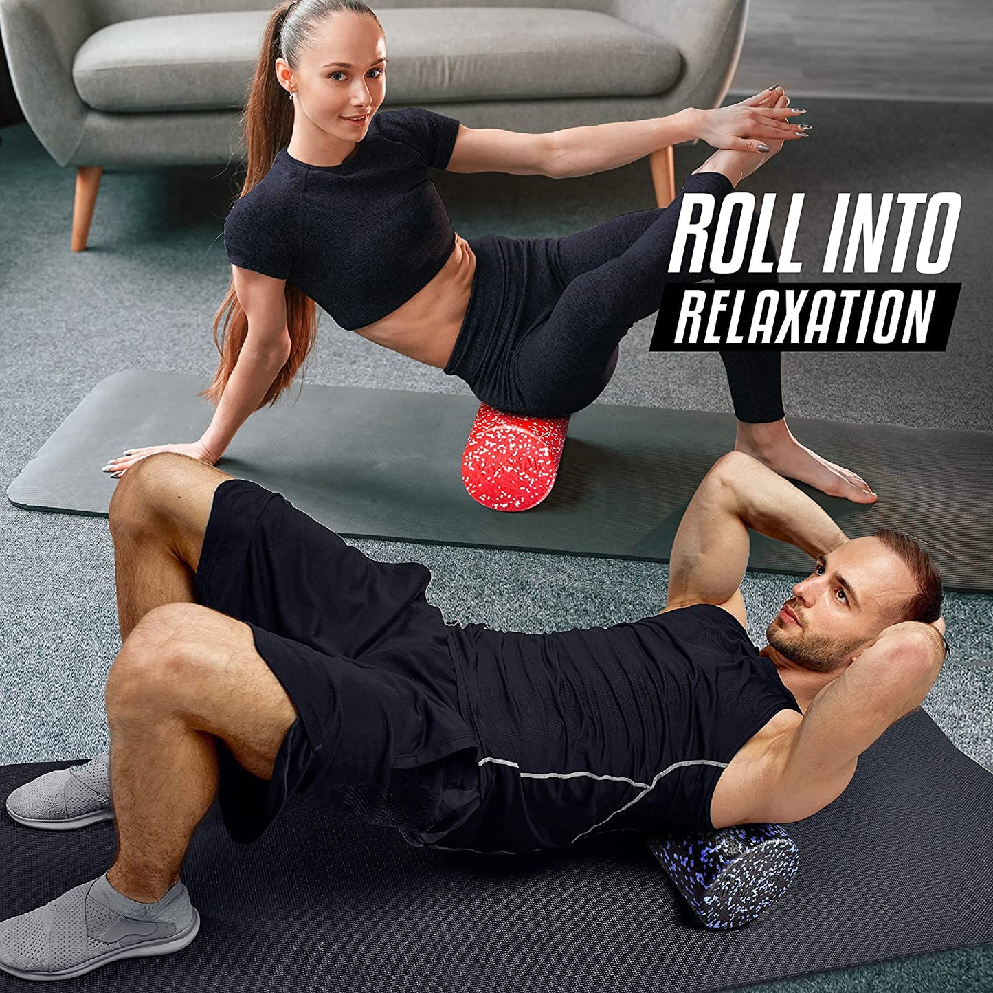 High-Density EPP round Back Roller Foam, Exercise Foam Roller for Yoga, Pilates & Stretching - 12, 18, 24, 36 Inch