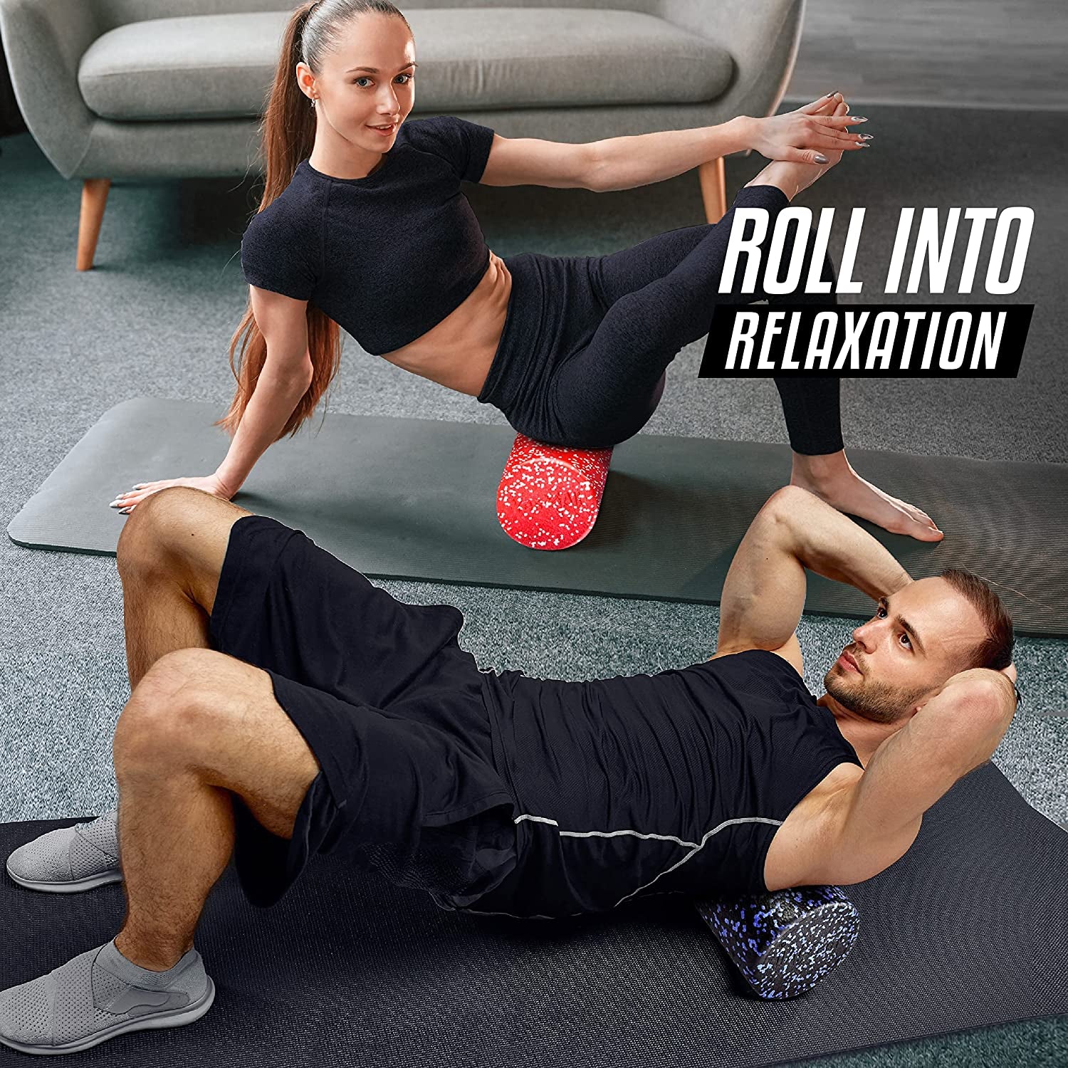High-Density EPP round Back Roller Foam, Exercise Foam Roller for Yoga, Pilates & Stretching - 12, 18, 24, 36 Inch