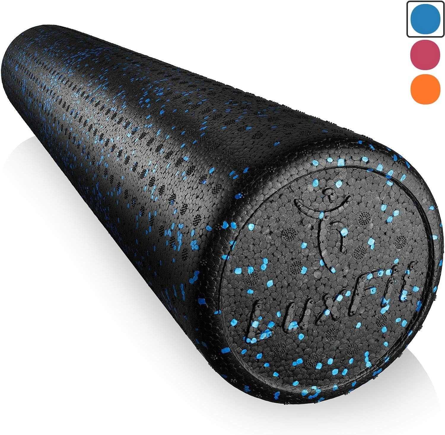 Extra Firm Speckled Foam Roller with Online Instructional Video (Blue, 18-Inch)