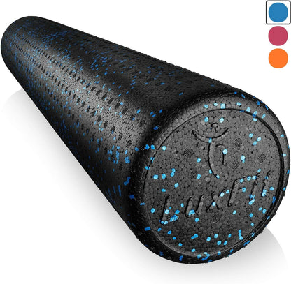 Extra Firm Speckled Foam Roller with Online Instructional Video (Blue, 18-Inch)