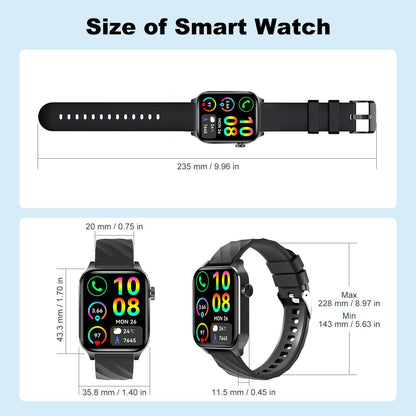 Fitness Tracker (Answer/Make Calls), 1.85" Smart Watch with 24/7 Heart Rate, Blood Oxygen Monitor, Sleep Tracker, 100+ Sport Mode, IP68 Waterproof Activity Tracker, Compatible with Ios & Android,Black