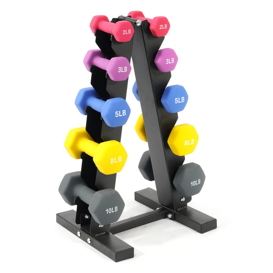 Dumbbell Set with Stand (2Lbs, 3Lbs, 5Lbs, 8Lbs, 10Lbs Set)