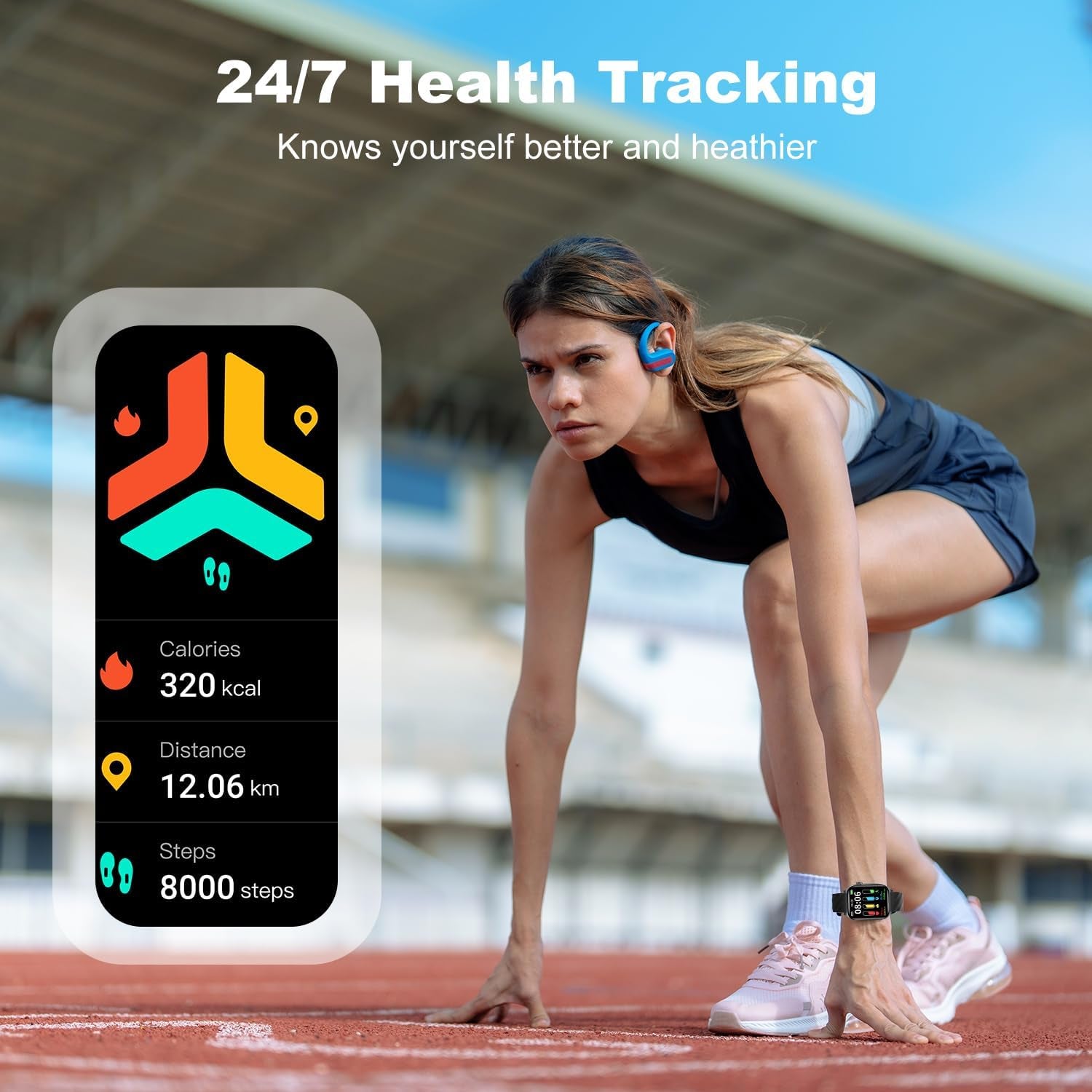 Fitness Tracker (Answer/Make Calls), 1.85" Smart Watch with 24/7 Heart Rate, Blood Oxygen Monitor, Sleep Tracker, 100+ Sport Mode, IP68 Waterproof Activity Tracker, Compatible with Ios & Android,Black