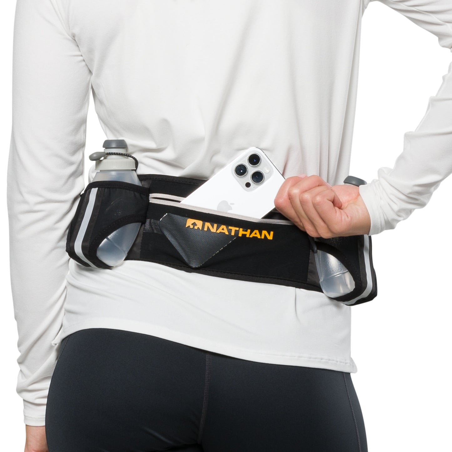 Dual Bottle Hydration Belt Black/Marigold OSFA