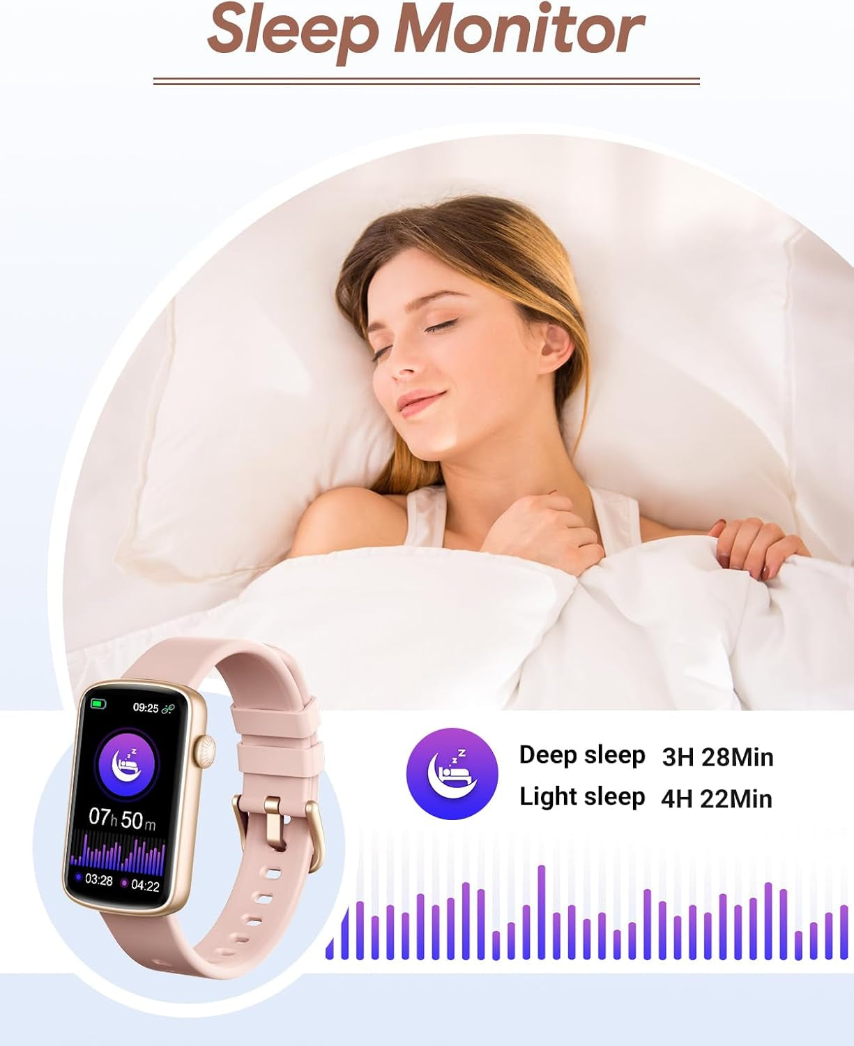Fitness Tracker, Fitness Watches for Women Men with Heart Rate Monitor Blood Oxygen Sleep Tracker Pedometer, 1.47" Smart Watch Step Calorie Counter for Android Ios IP68 Waterproof (Pink)