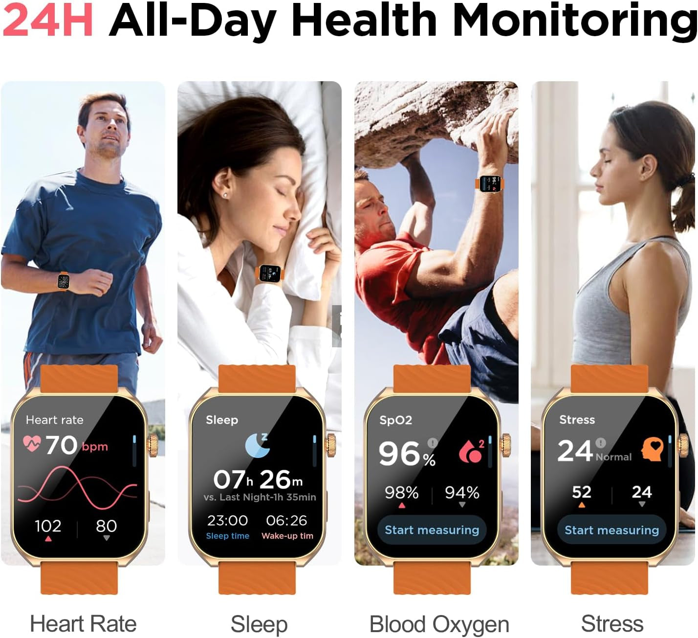 Smart Watches for Men (Answer/Make Calls),2.04" AMOLED Curved Display,140+ Sport Modes,Mens Fitness Watch for Android & Iphone,Mens Smart Watch with Heart Rate/Sleep/Spo2 Monitor,Orange