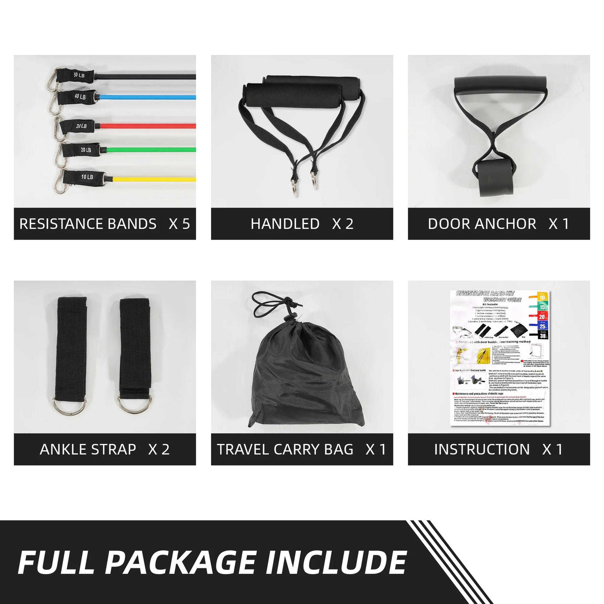 Resistance Bands Set Exercise Bands with Handles Heavy Resistance Training Physical Therapy Home Workouts
