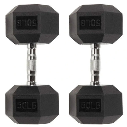 Six-Sided Rubber Coated Hex Dumbbell Sets