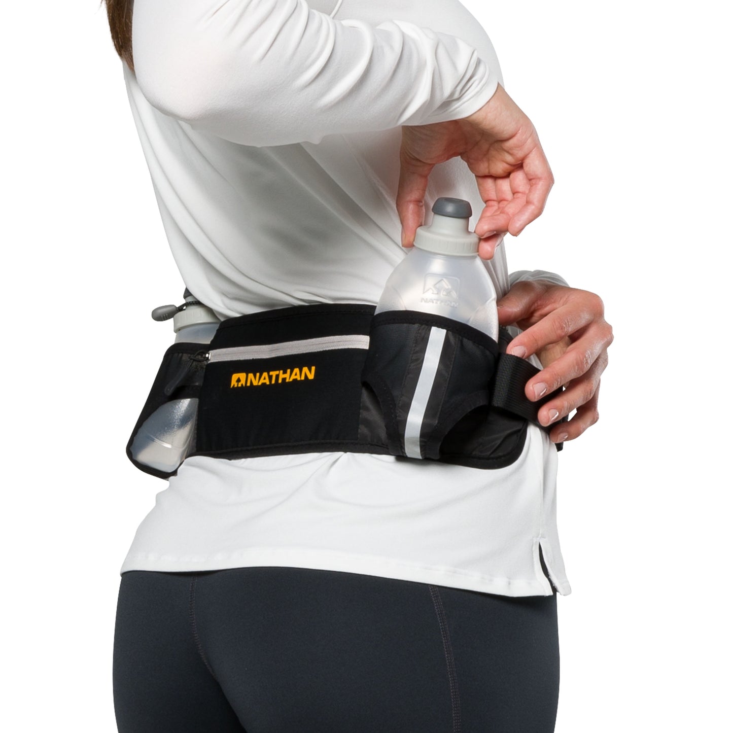 Dual Bottle Hydration Belt Black/Marigold OSFA