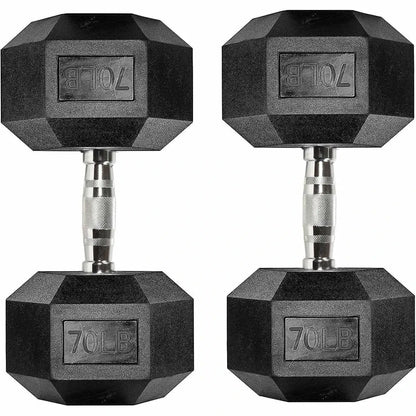 Six-Sided Rubber Coated Hex Dumbbell Sets