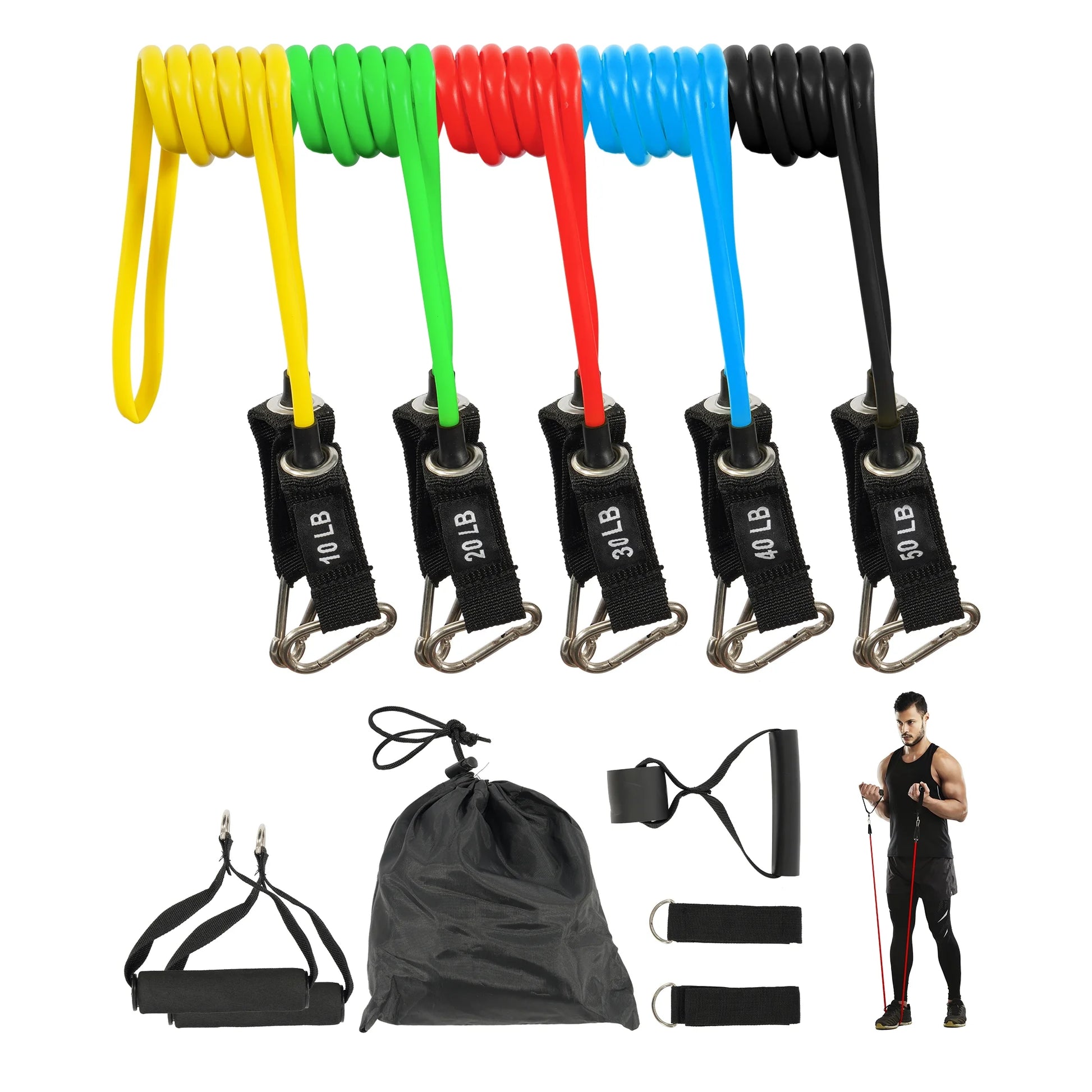 Resistance Bands Set Exercise Bands with Handles Heavy Resistance Training Physical Therapy Home Workouts