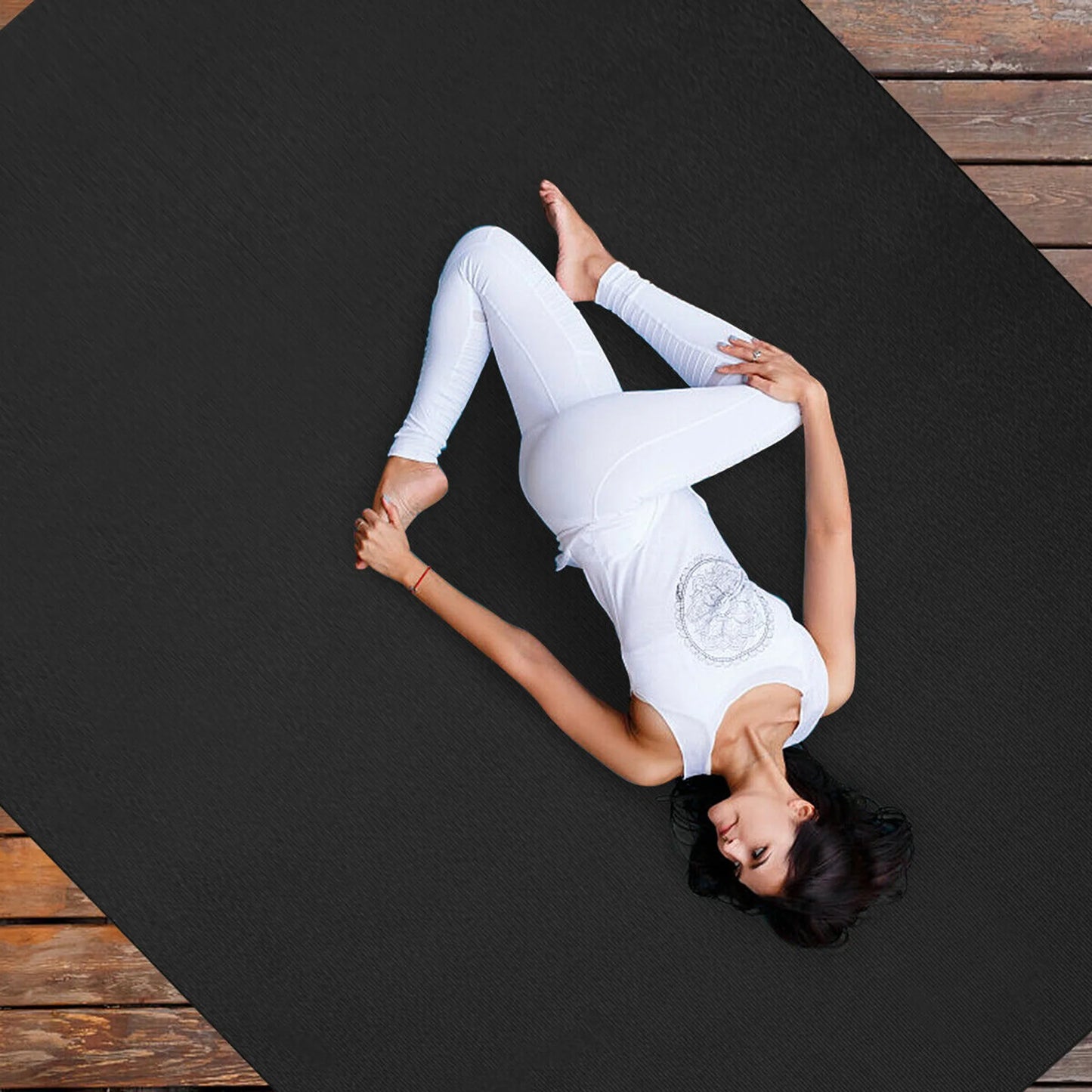 Large Yoga Mat 6' X 4' X 8 Mm Thick Workout Mats for Home Gym Flooring Black